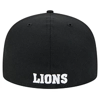 Men's New Era Black Detroit Lions Omaha Throwback 59FIFTY Fitted Hat