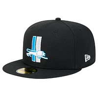 Men's New Era Black Detroit Lions Omaha Throwback 59FIFTY Fitted Hat