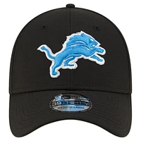 Men's New Era Black Detroit Lions Team Classic 39THIRTY Flex Hat