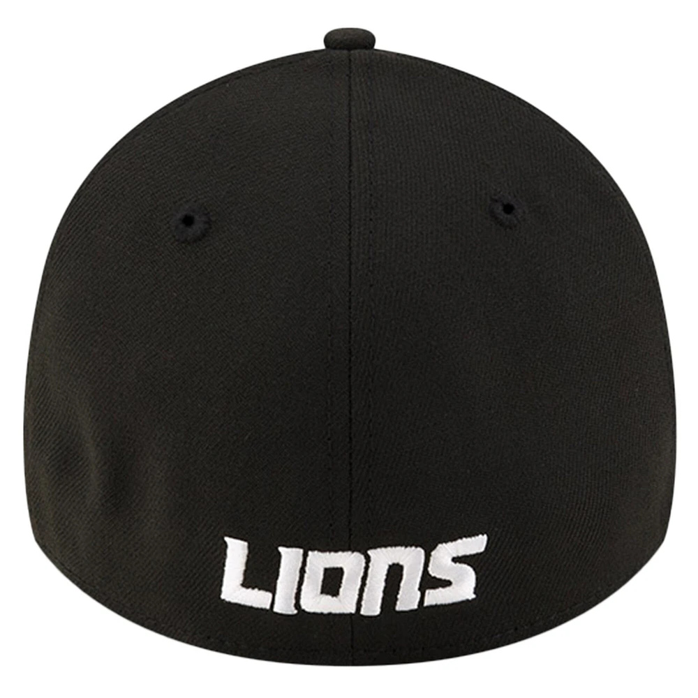 Men's New Era Black Detroit Lions Team Classic 39THIRTY Flex Hat