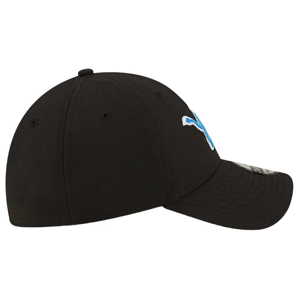 Men's New Era Black Detroit Lions Team Classic 39THIRTY Flex Hat