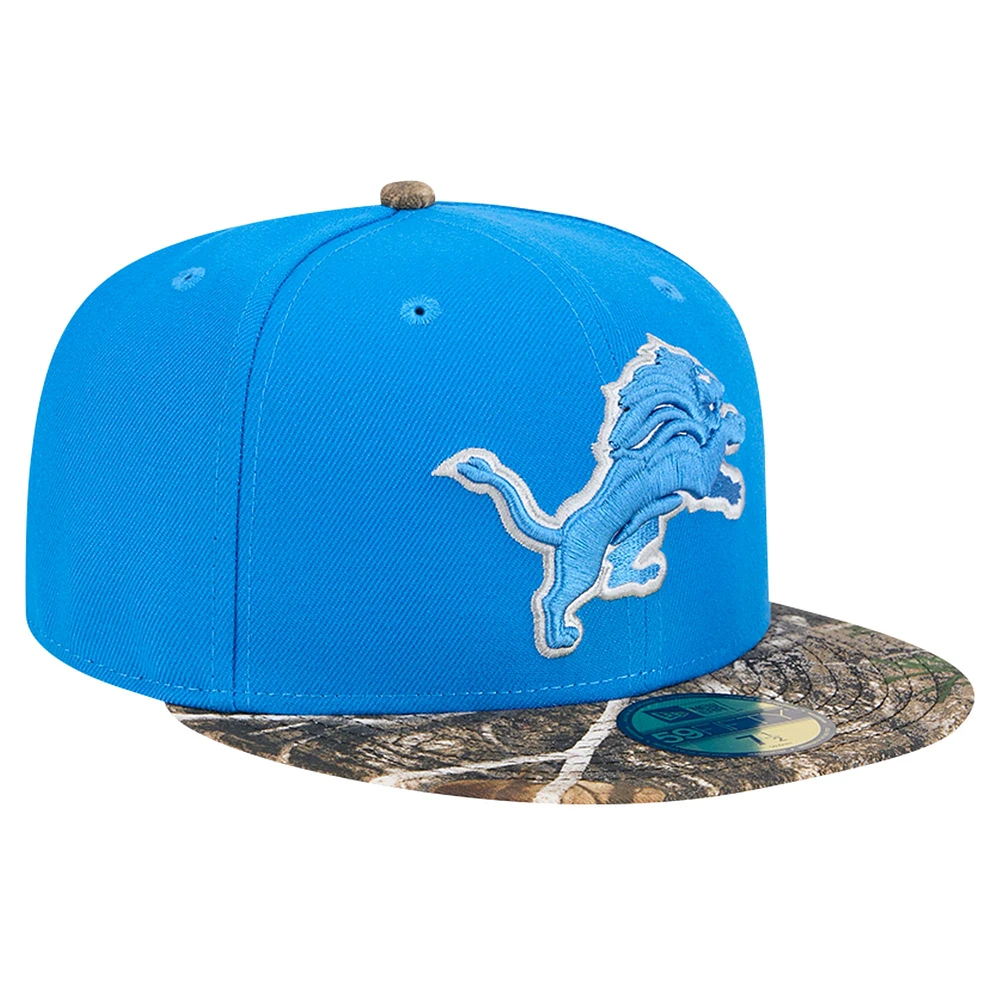 Casquette ajustée 59FIFTY Active bicolore Detroit Lions bleue New Era pour homme