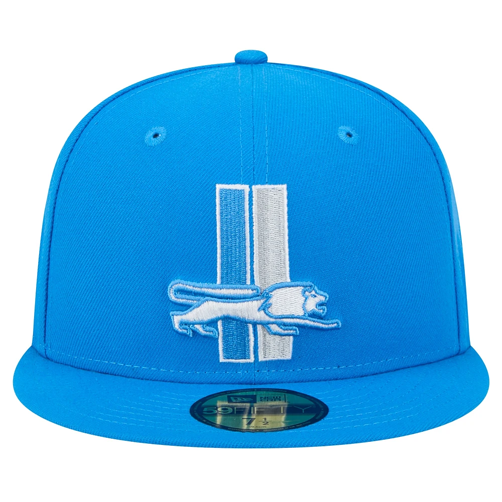 Men's New Era Blue Detroit Lions Alternate Main 59FIFTY Fitted Hat