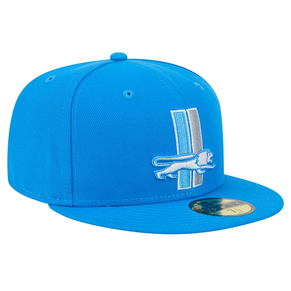 Men's New Era Blue Detroit Lions Alternate Main 59FIFTY Fitted Hat