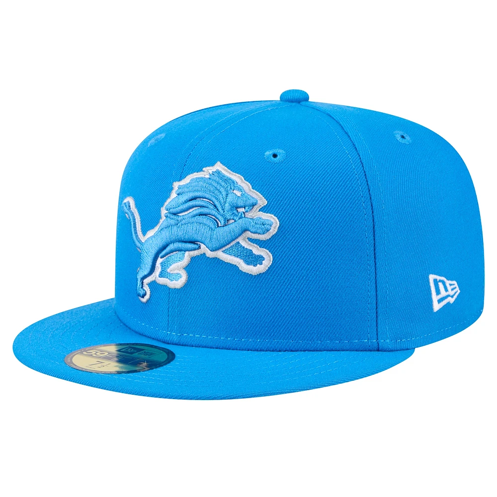 Men's New Era Blue Detroit Lions  Main 59FIFTY Fitted Hat