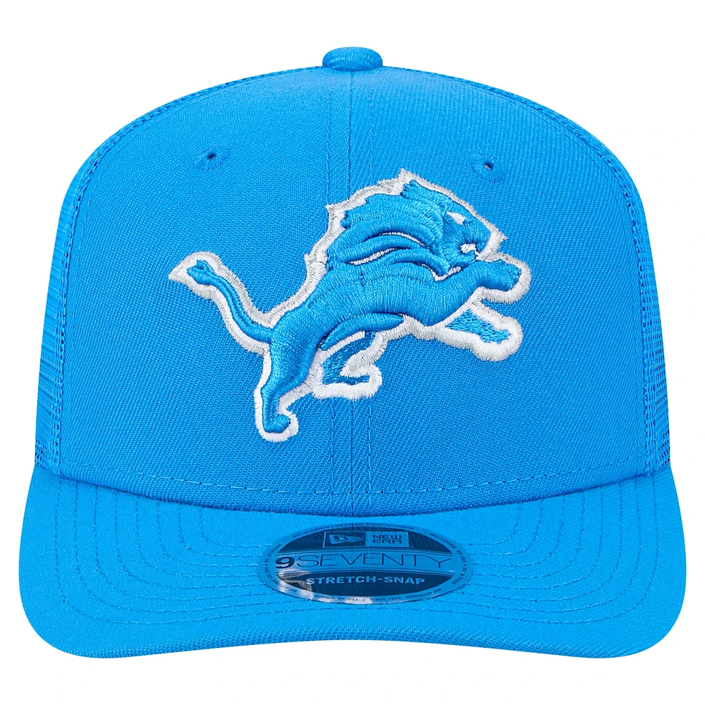 Casquette camionneur 9SEVENTY extensible à boutons-pression bleue des Lions de Detroit de New Era pour homme