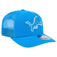 Casquette camionneur 9SEVENTY extensible à boutons-pression bleue des Lions de Detroit de New Era pour homme