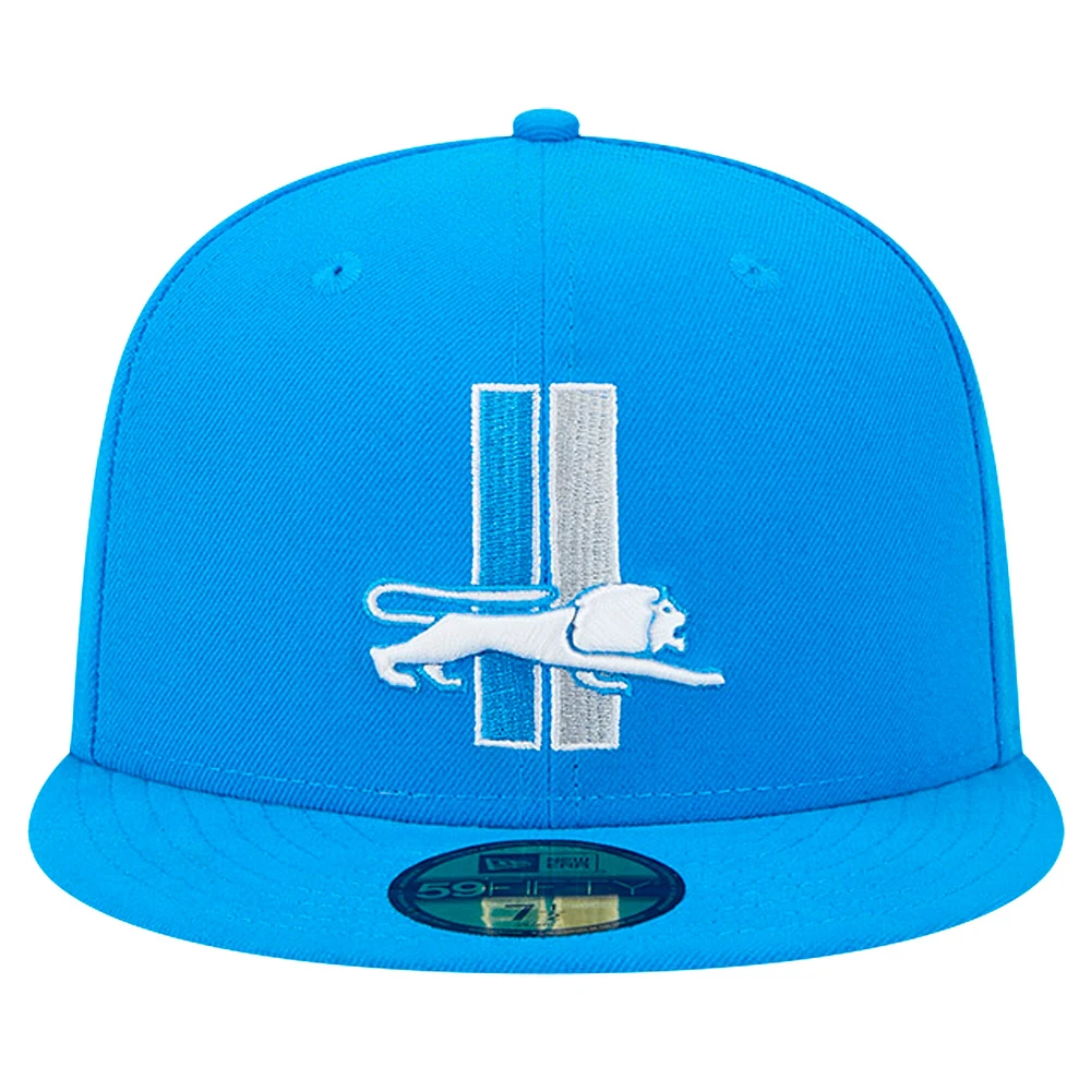 Casquette ajustée 59FIFTY bleu Detroit Lions Omaha Throwback pour homme de New Era