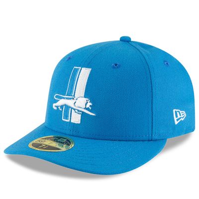 Men's New Era Blue Detroit Lions Omaha Throwback Low Profile 59FIFTY Fitted Hat