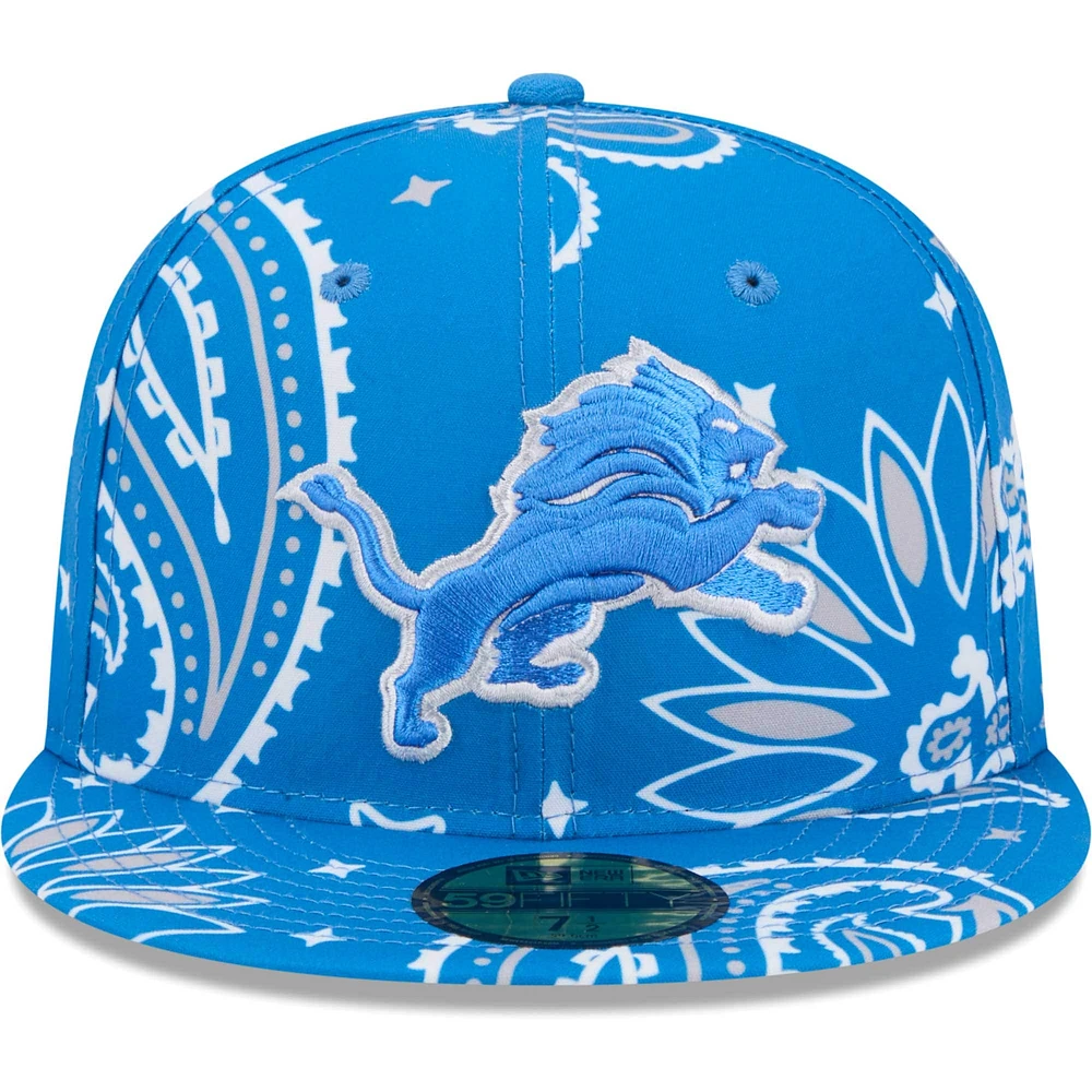 Men's New Era Blue Detroit Lions Paisley 59FIFTY Fitted Hat