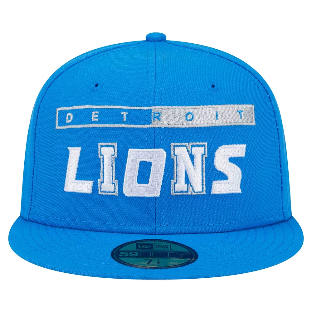 Men's New Era Blue Detroit Lions Ransom 59FIFTY Fitted Hat