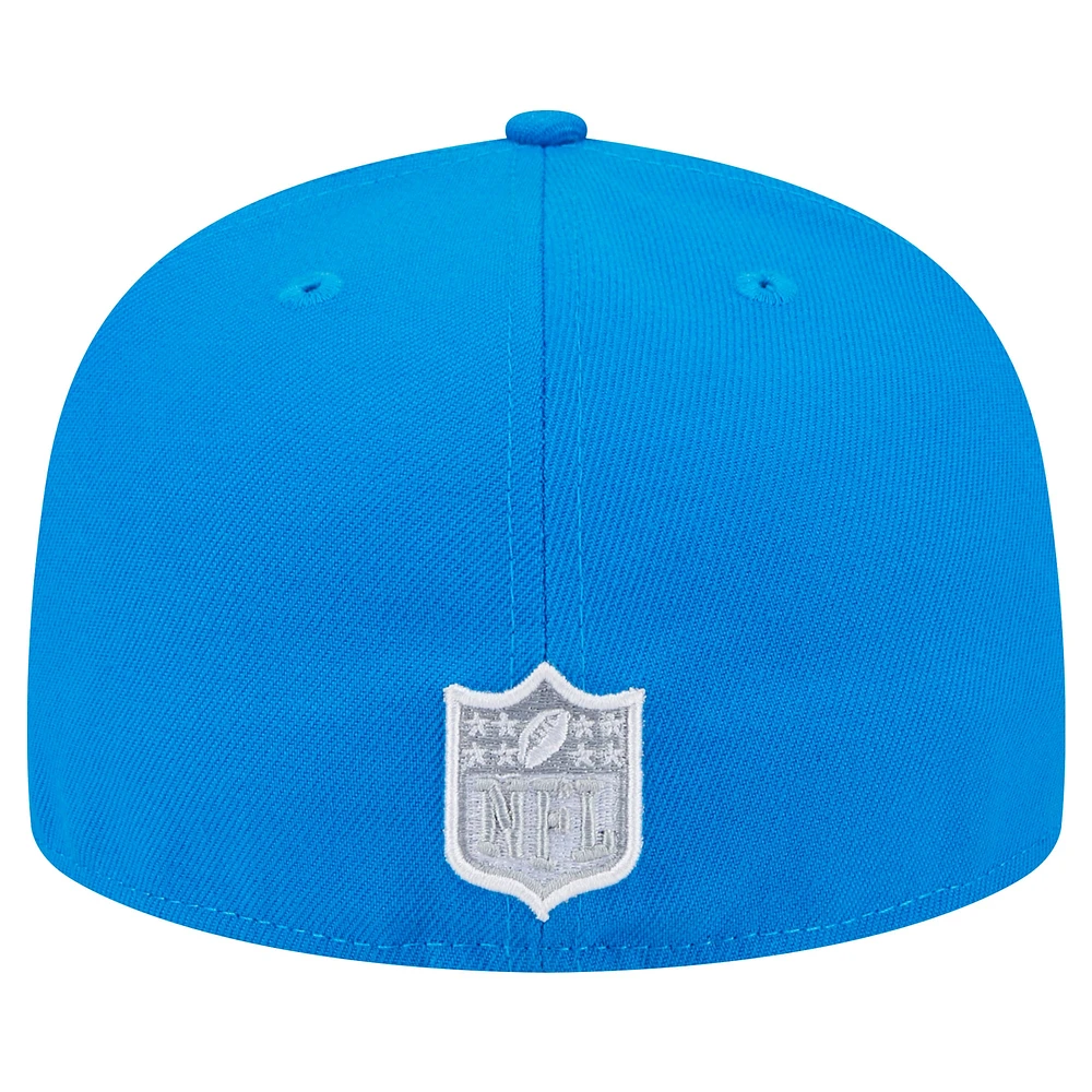 Men's New Era Blue Detroit Lions  Script Sided 59FIFTY Fitted Hat