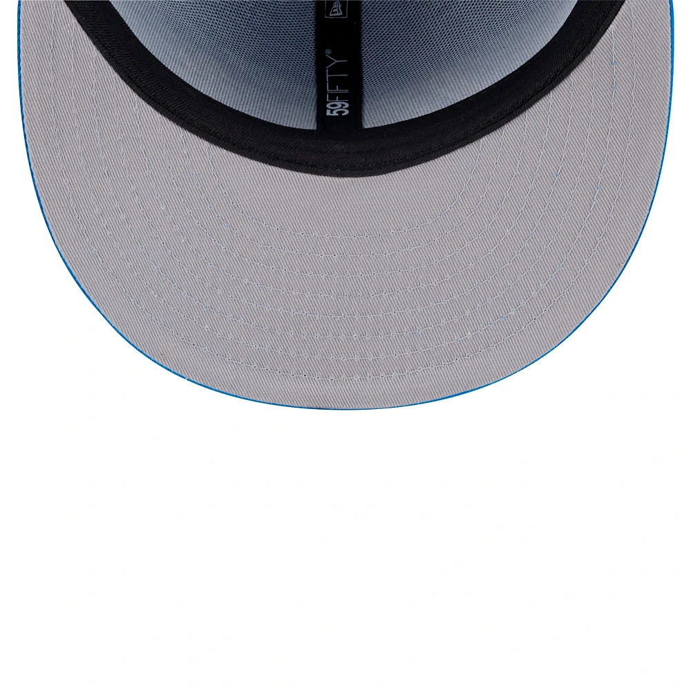 Men's New Era Blue Detroit Lions  Script Sided 59FIFTY Fitted Hat
