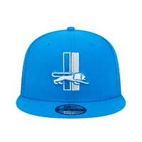 Men's New Era Blue Detroit Lions Throwback Main Trucker 9FIFTY Snapback Hat