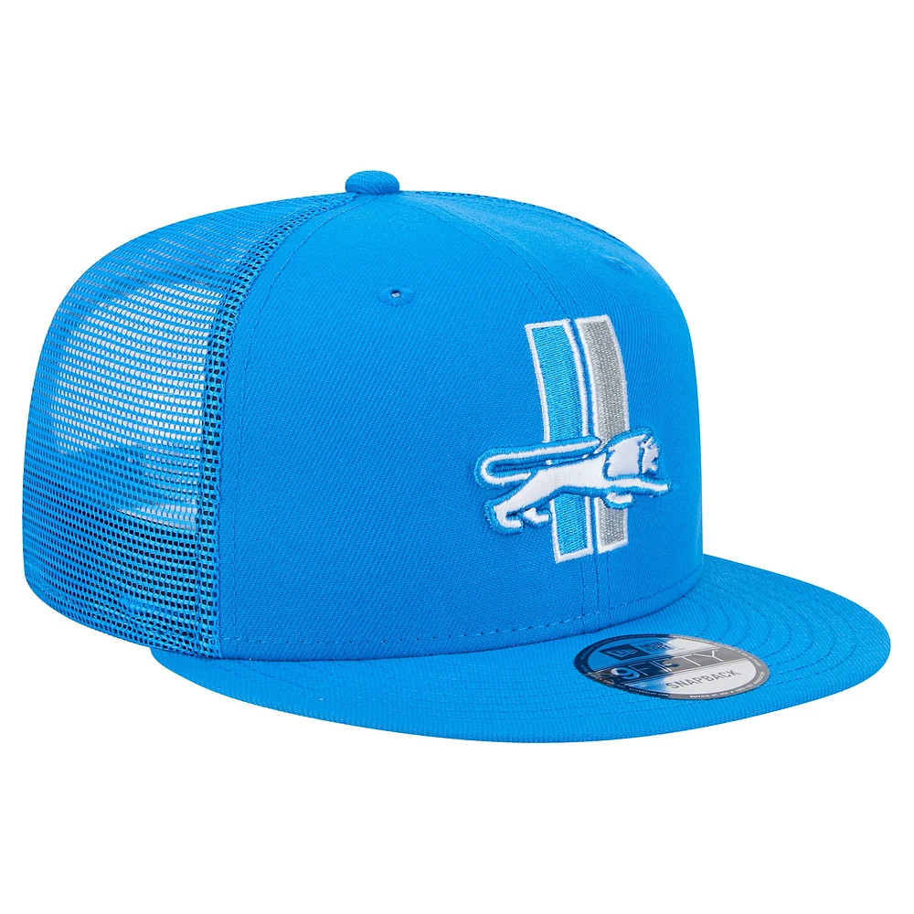 Men's New Era Blue Detroit Lions Throwback Main Trucker 9FIFTY Snapback Hat