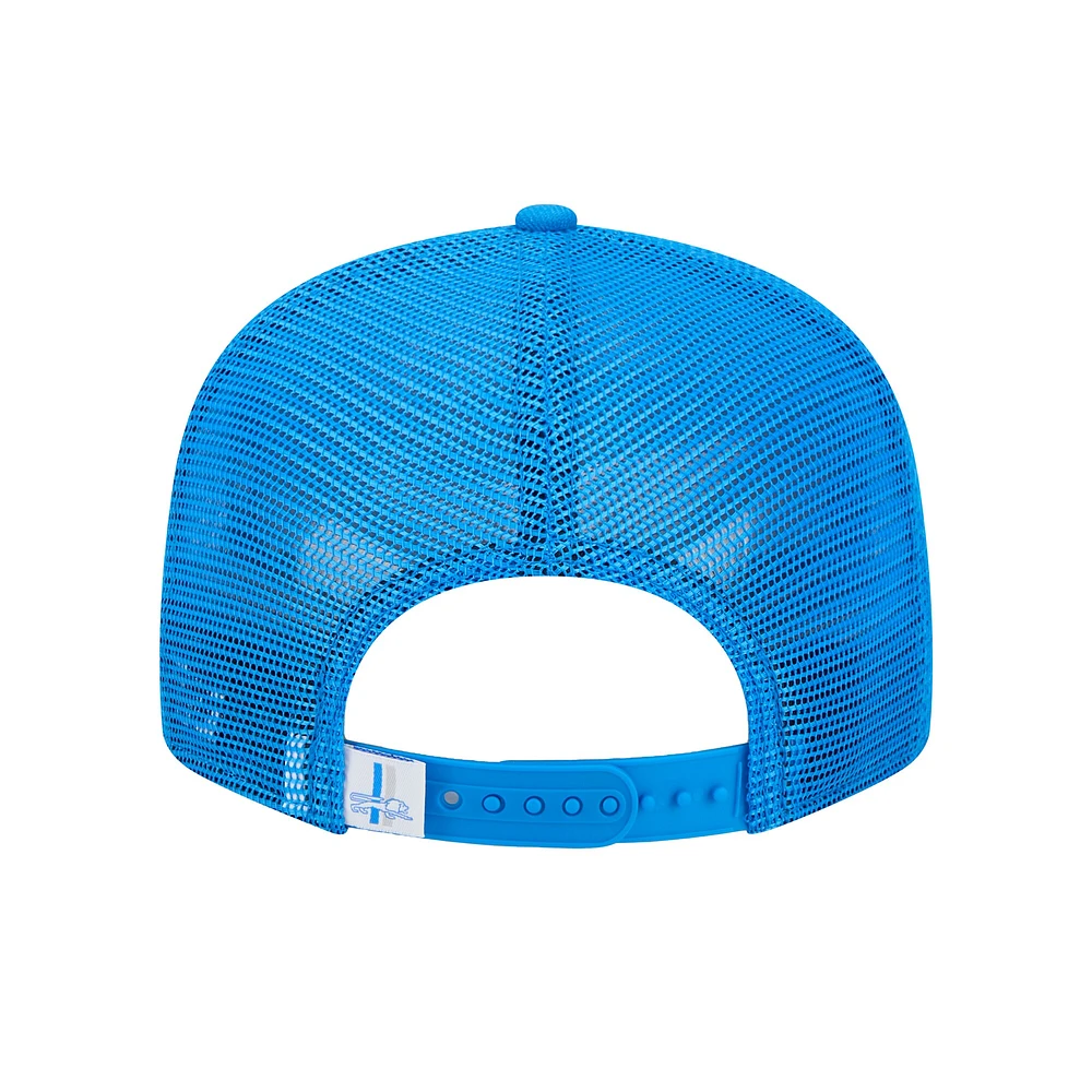Men's New Era Blue Detroit Lions Throwback Main Trucker 9FIFTY Snapback Hat