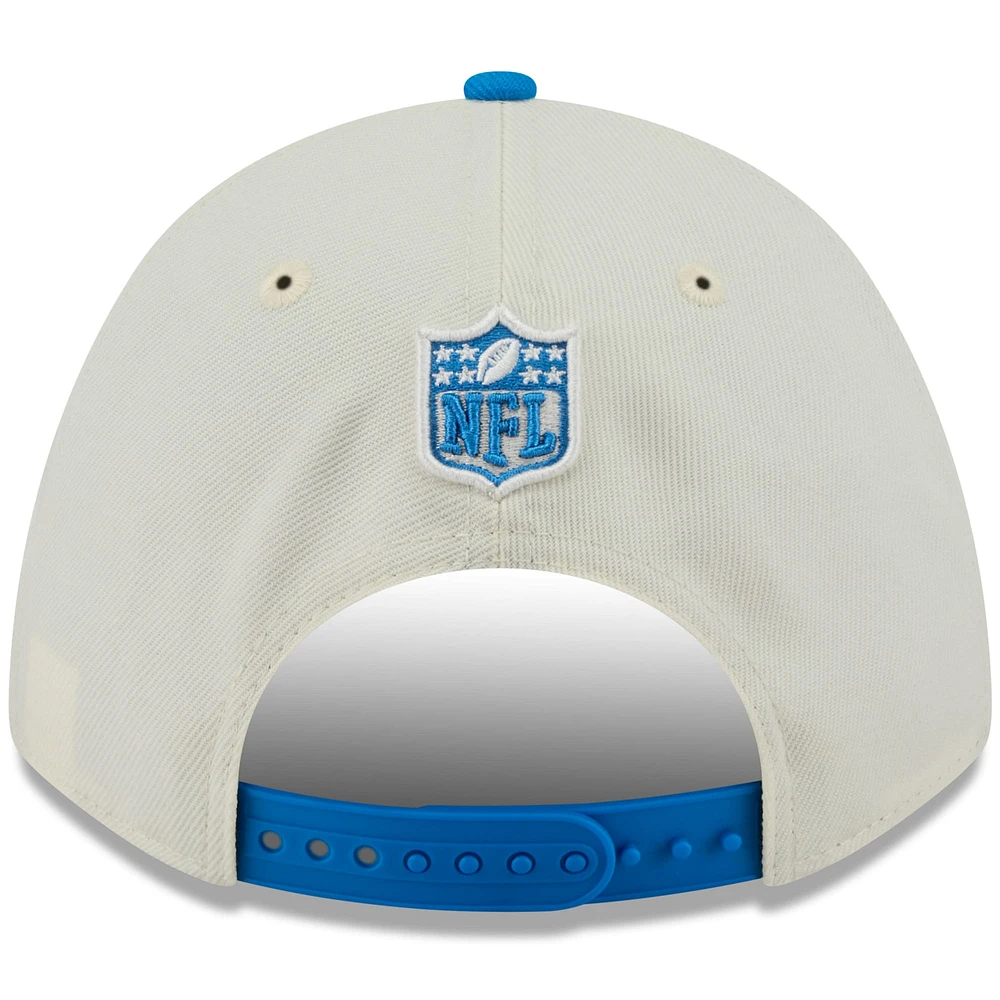 Casquette ajustable New Era 9FORTY A-Frame M-Crown crème/bleu pour homme, Detroit Lions, draft NFL 2025