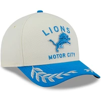 Casquette ajustable New Era 9FORTY M-Crown A-Frame pour homme, couleur crème/bleu, Detroit Lions, draft NFL 2025