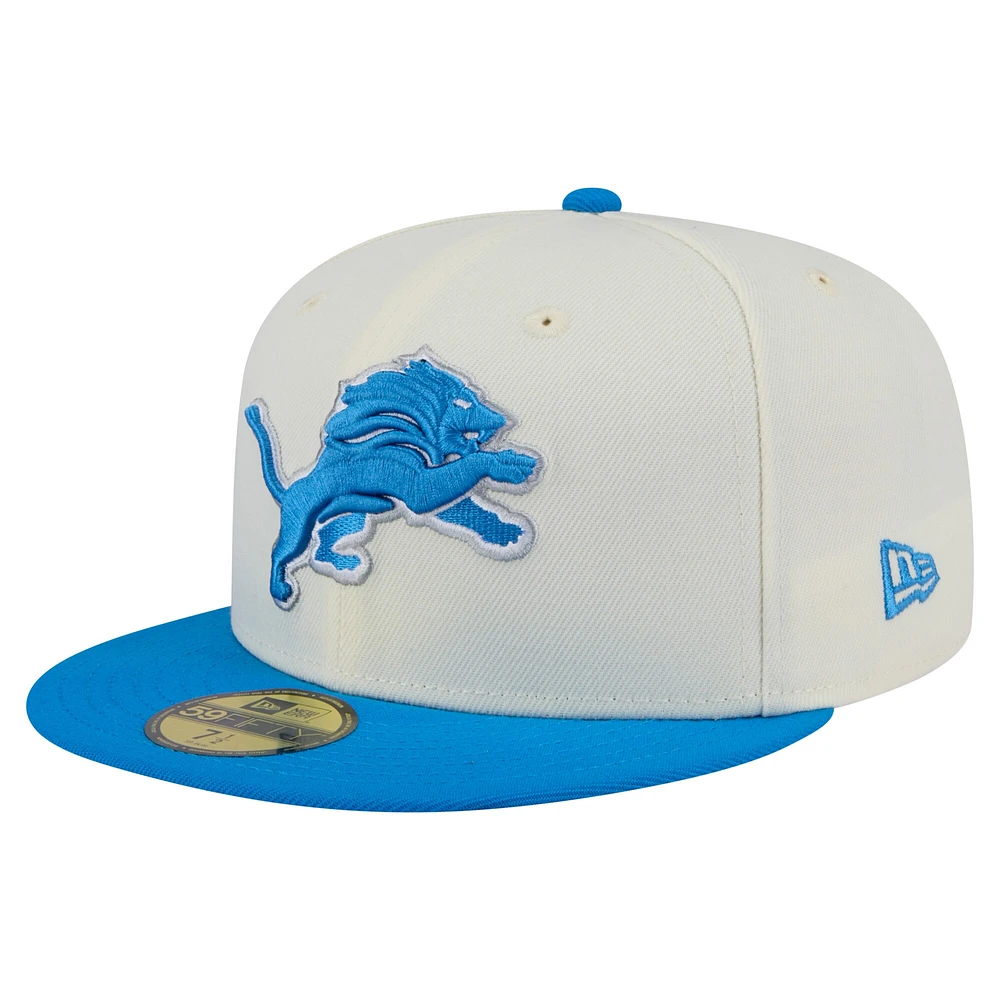 Men's New Era  Cream/Blue Detroit Lions Main 59FIFTY Fitted Hat