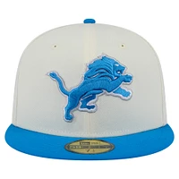 Men's New Era  Cream/Blue Detroit Lions Main 59FIFTY Fitted Hat
