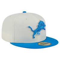 Men's New Era  Cream/Blue Detroit Lions Main 59FIFTY Fitted Hat