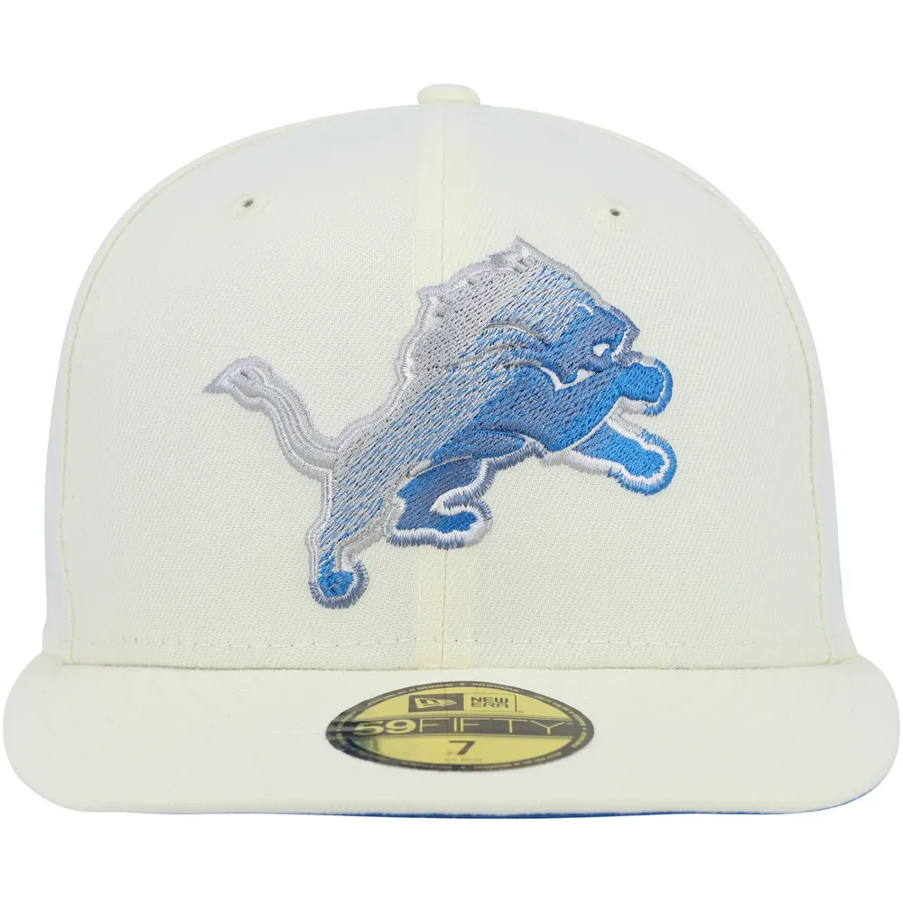 Men's New Era Cream Detroit Lions Chrome Color Dim 59FIFTY Fitted