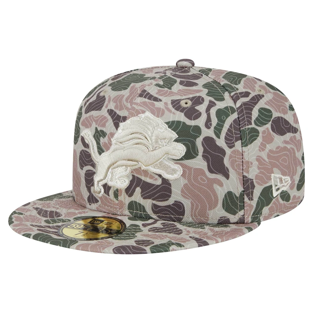 Casquette ajustée 59FIFTY Detroit Lions Geo Camo de New Era pour homme