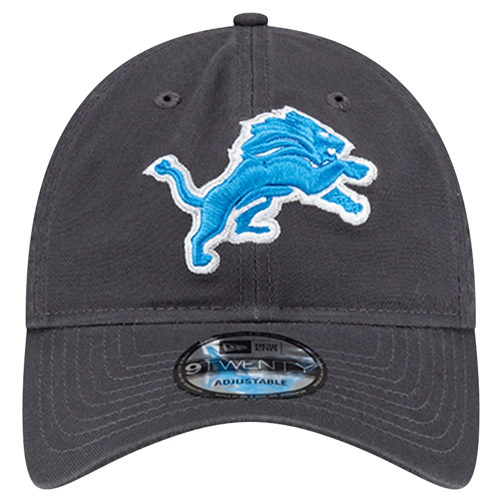 Casquette réglable New Era Graphite Detroit Lions Core Classic 9TWENTY pour hommes