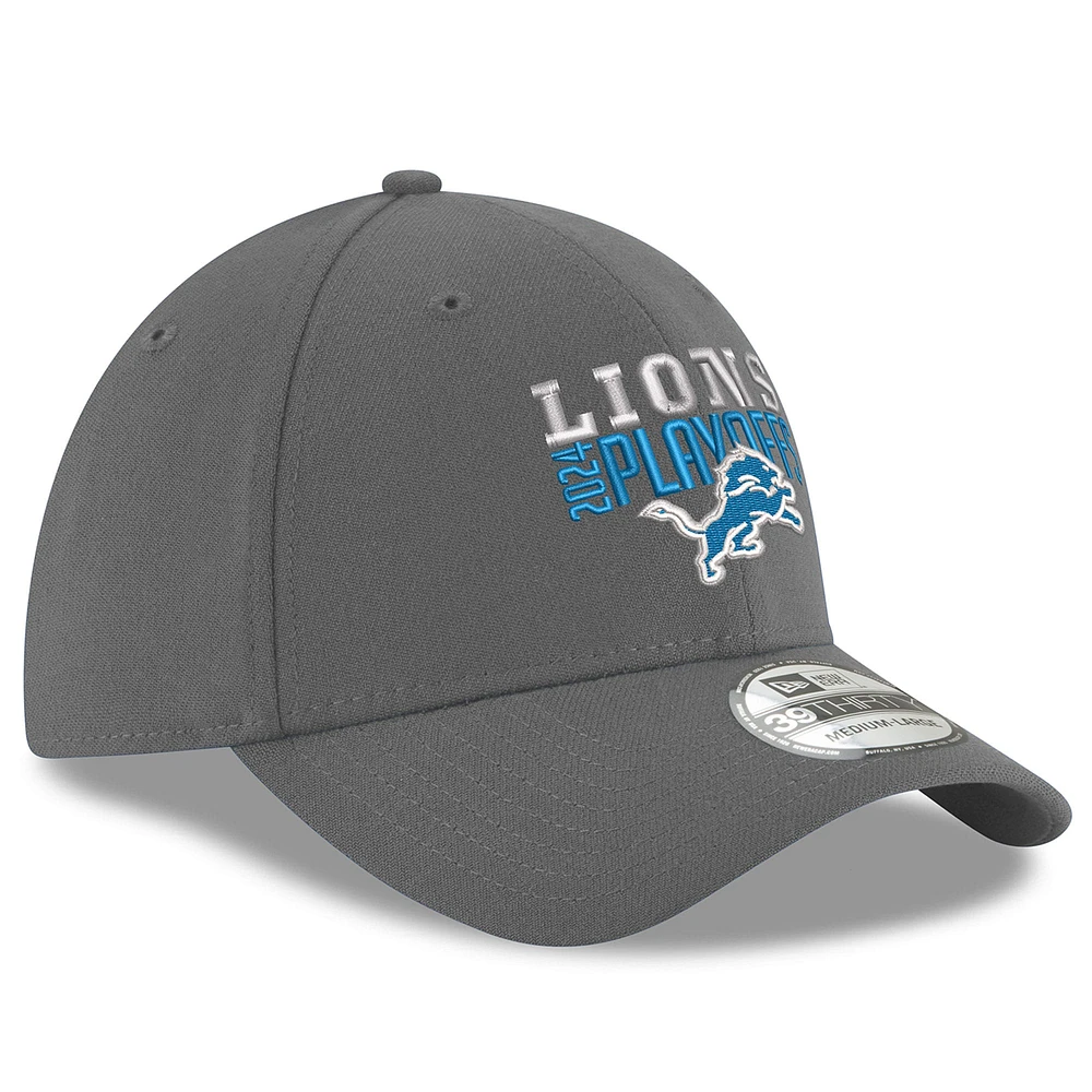 Men's New Era  Gray Detroit Lions 2024 NFL Playoffs 39THIRTY Flex Hat