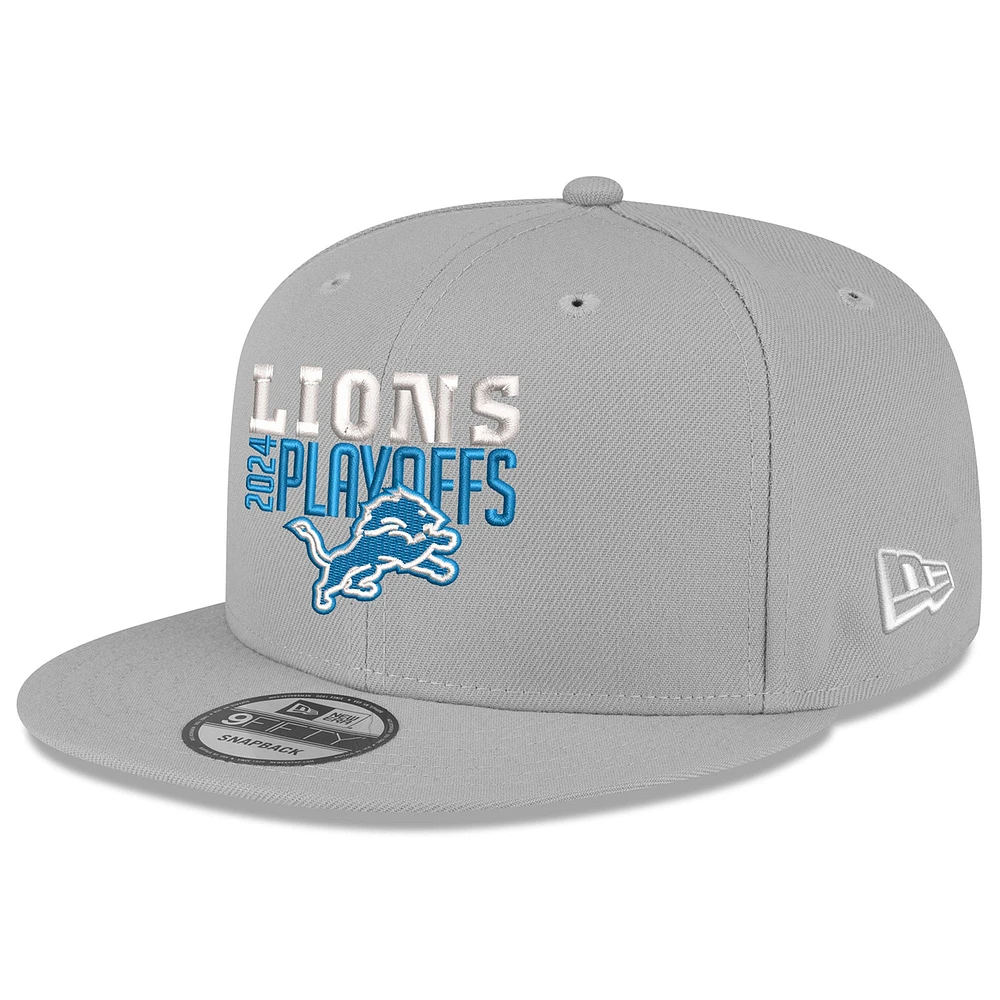 Casquette snapback 9FIFTY Detroit Lions 2024 NFL Playoffs New Era grise pour homme