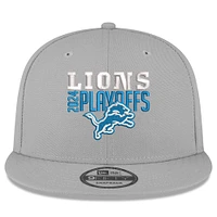 Casquette snapback 9FIFTY Detroit Lions 2024 NFL Playoffs New Era grise pour homme