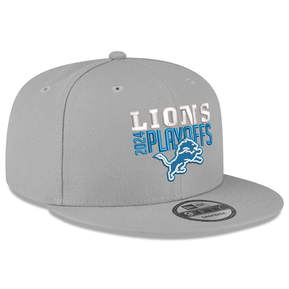 Casquette snapback 9FIFTY Detroit Lions 2024 NFL Playoffs New Era grise pour homme