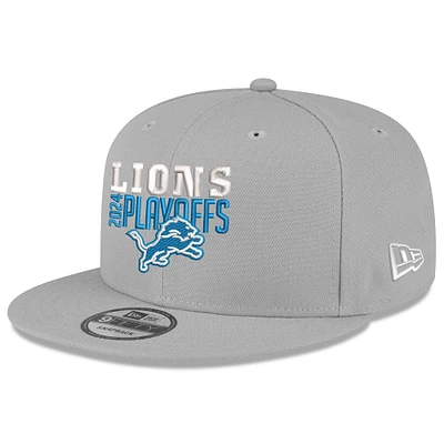 Casquette snapback 9FIFTY Detroit Lions 2024 NFL Playoffs New Era grise pour homme