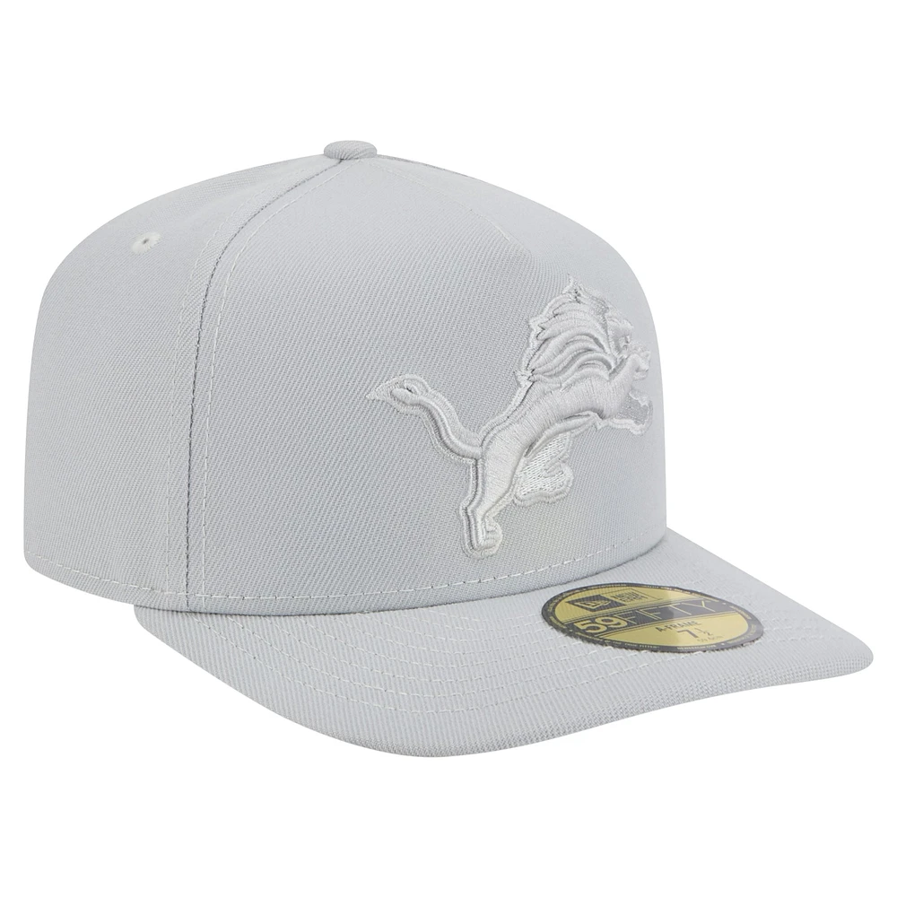 Men's New Era Gray Detroit Lions Color Pack A-Frame 59FIFTY Fitted Hat
