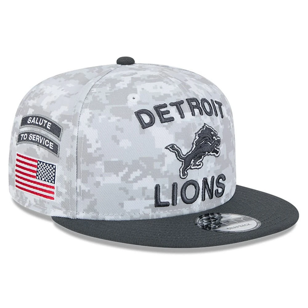 Men's New Era  White/Graphite Detroit Lions 2024 Salute To Service 9FIFTY Snapback Hat