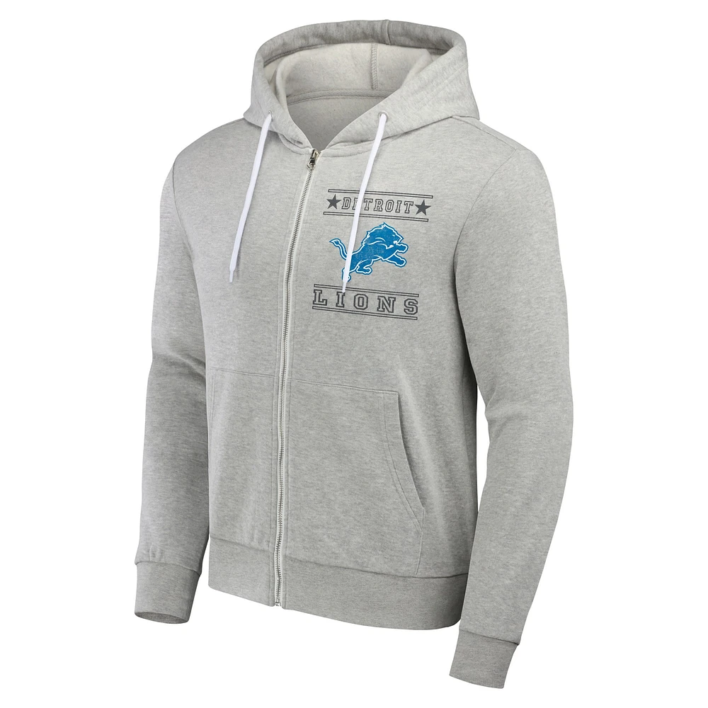 Men's NFL x Darius Rucker Collection by Fanatics Gray Detroit Lions Full-Zip Hoodie