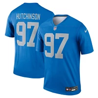 Maillot Nike Aidan Hutchinson bleu pour homme des Lions de Détroit, légende alternative