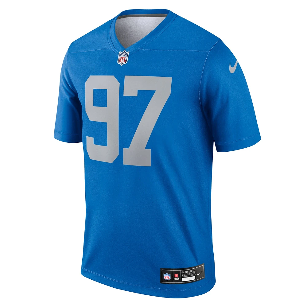 Maillot Nike Aidan Hutchinson bleu pour homme des Lions de Détroit, légende alternative