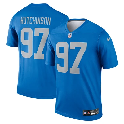 Maillot Nike Aidan Hutchinson bleu pour homme des Lions de Détroit, légende alternative