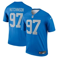 Maillot Nike Aidan Hutchinson bleu pour homme des Lions de Détroit, légende alternative