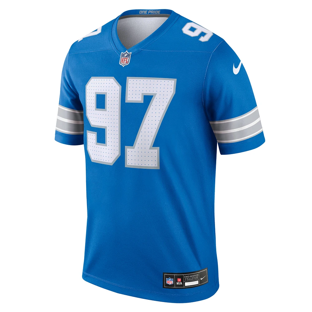 Men's Nike Aidan Hutchinson Blue Detroit Lions Team Legend Player Performance Top