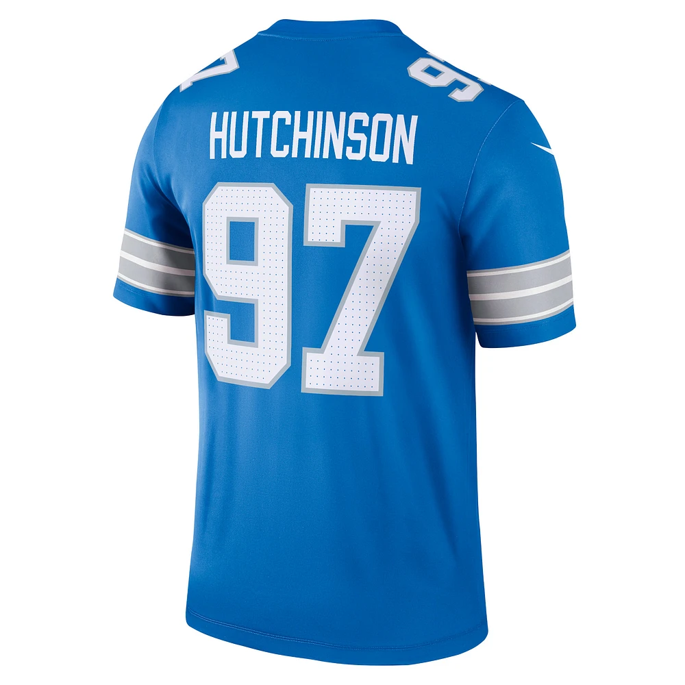 Haut Nike Aidan Hutchinson bleu pour homme, joueur de performance, légende l'équipe des Lions Detroit