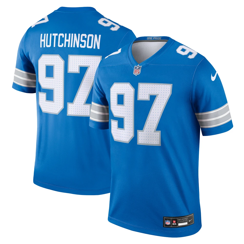 Haut Nike Aidan Hutchinson bleu pour homme, joueur de performance, légende l'équipe des Lions Detroit