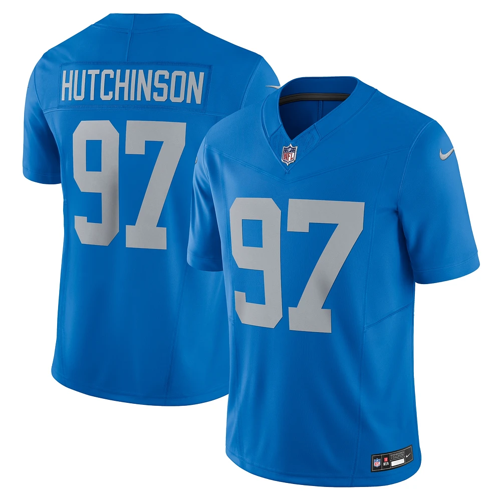 Nike Aidan Hutchinson pour homme Bleu Detroit Lions Vapor F.U.S.E. Maillot limité alternatif