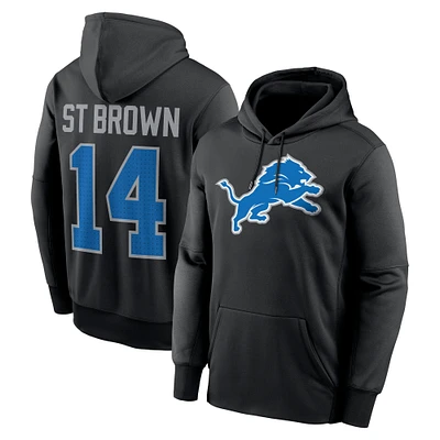 Sweat à capuche Nike Amon-Ra St. Brown Black Detroit Lions Player Name & Number Performance pour homme