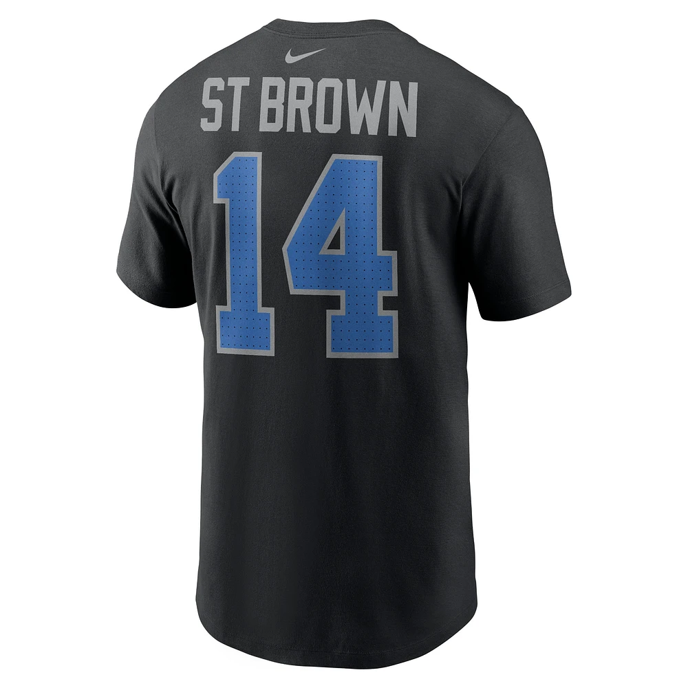 T-shirt avec nom et numéro de joueur des Detroit Lions Nike Amon-Ra St. Brown noir pour homme