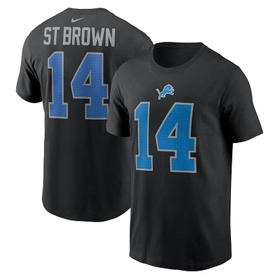 T-shirt avec nom et numéro de joueur des Detroit Lions Nike Amon-Ra St. Brown noir pour homme