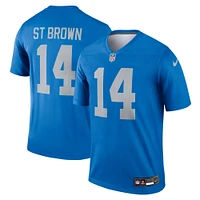 Maillot Nike Amon-Ra St. Brown Blue des Lions de Détroit pour homme, légende alternative