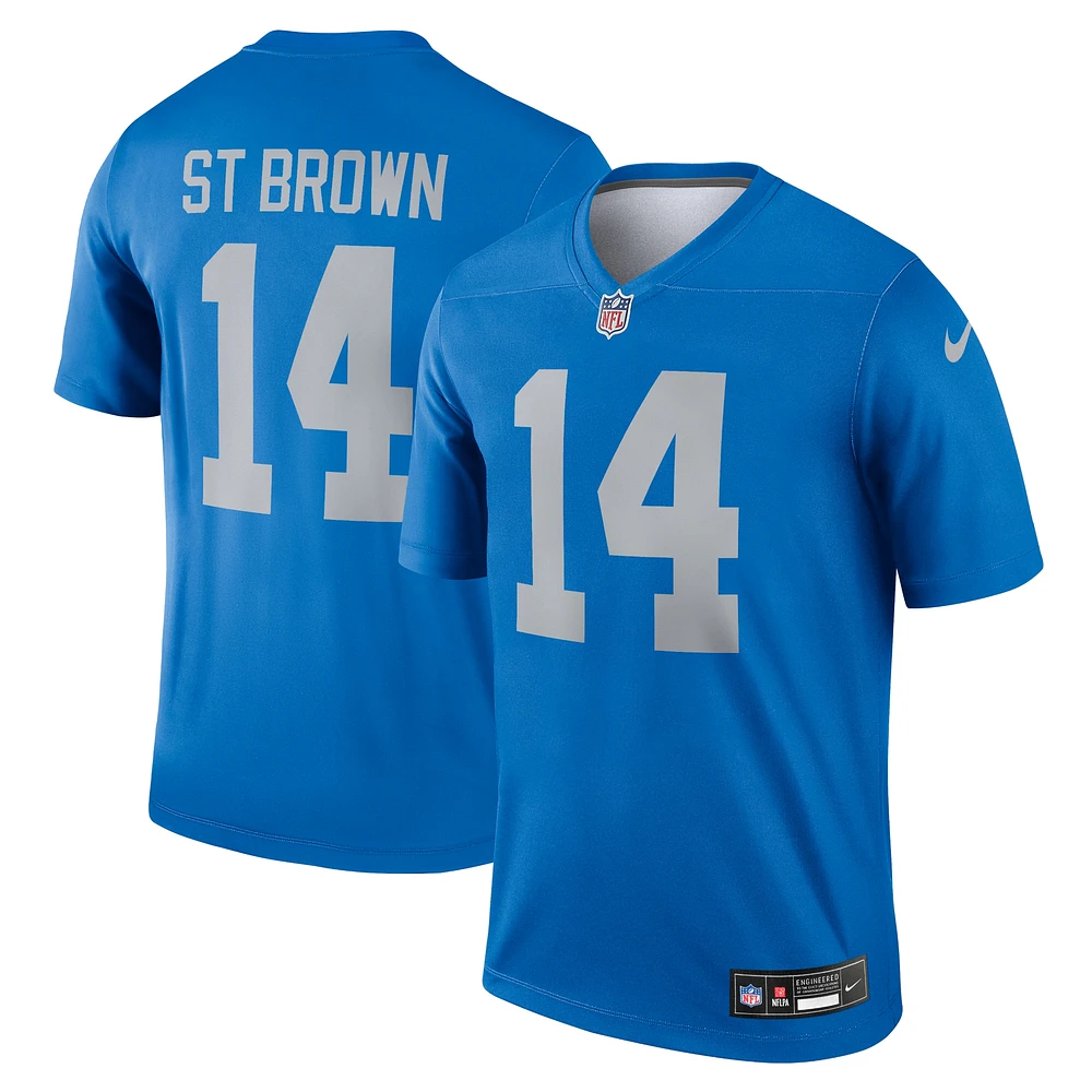 Maillot Nike Amon-Ra St. Brown Blue des Lions de Détroit pour homme, légende alternative