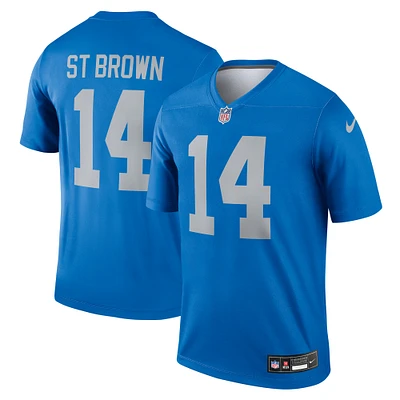 Maillot Nike Amon-Ra St. Brown Blue des Lions de Détroit pour homme, légende alternative